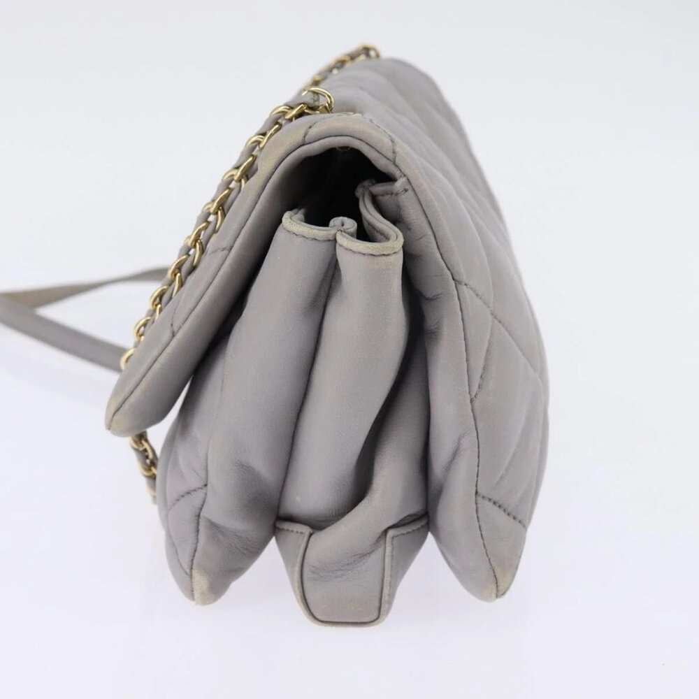 Salvatore Ferragamo Chain Vala Shoulder Bag Leather Gray Gold Auth 147515 - Picture 5 of 16